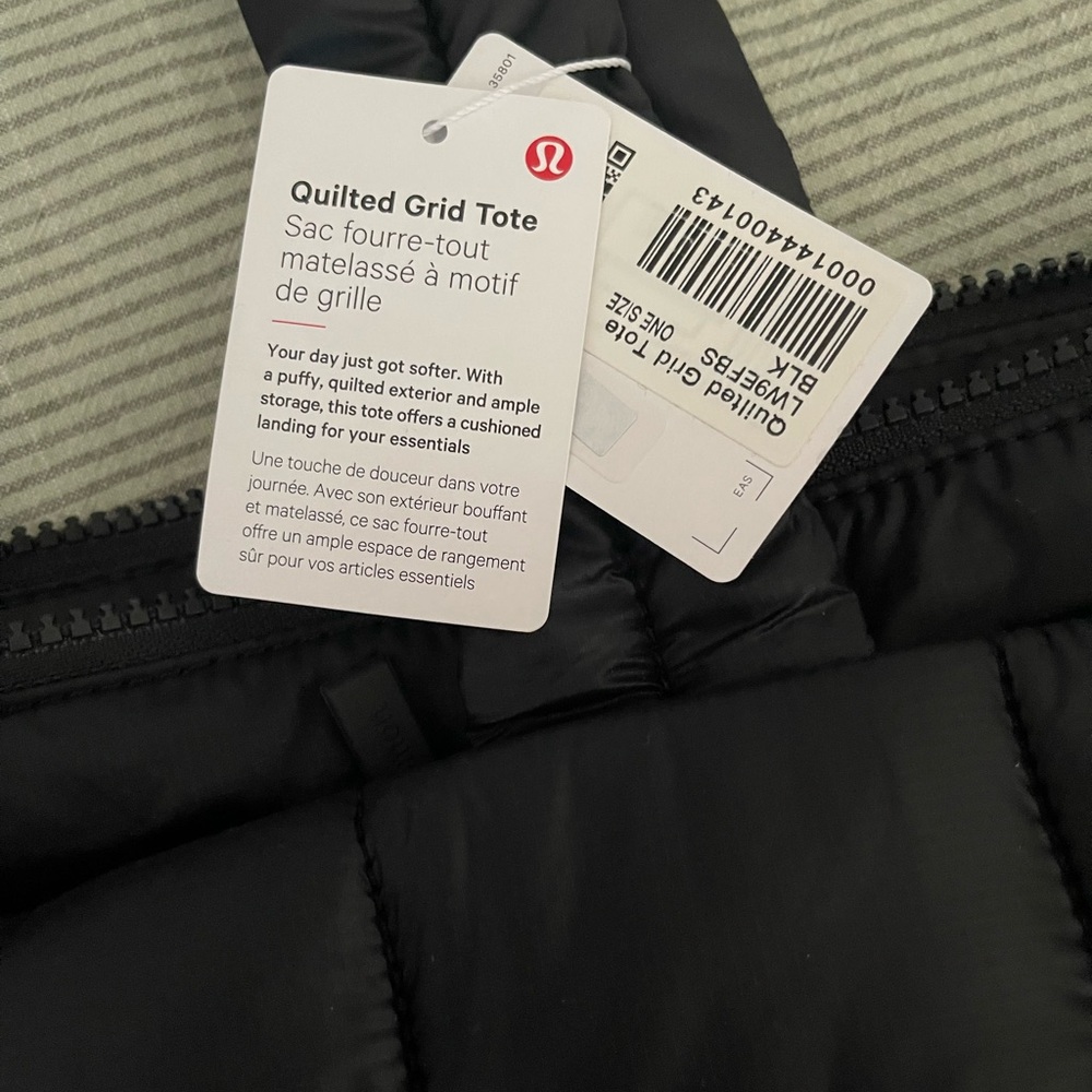 Lululemon Athletica Quilted Grid Tote - Black LARGE